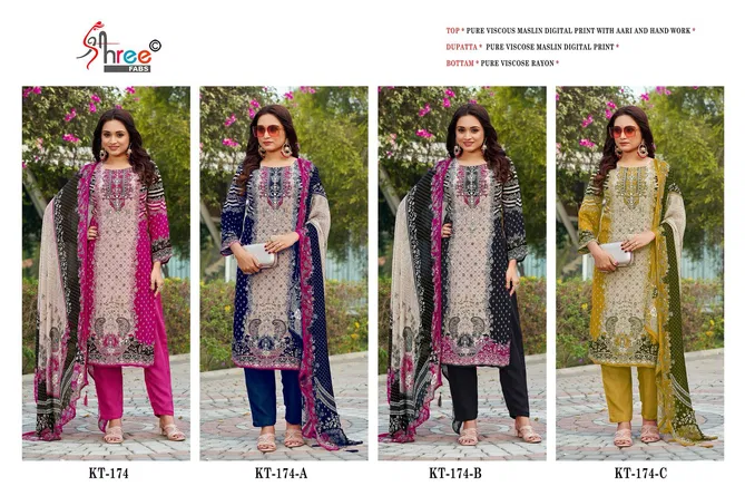 Kt 174 By Shree Fabs Viscose Printed Designer Salwar Suits Wholesale In India